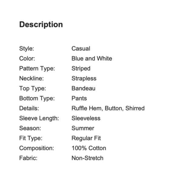 NWOT SHEIN Shirred Ruffle Hem Strapless Top & Pants Set - Picture 13 of 15